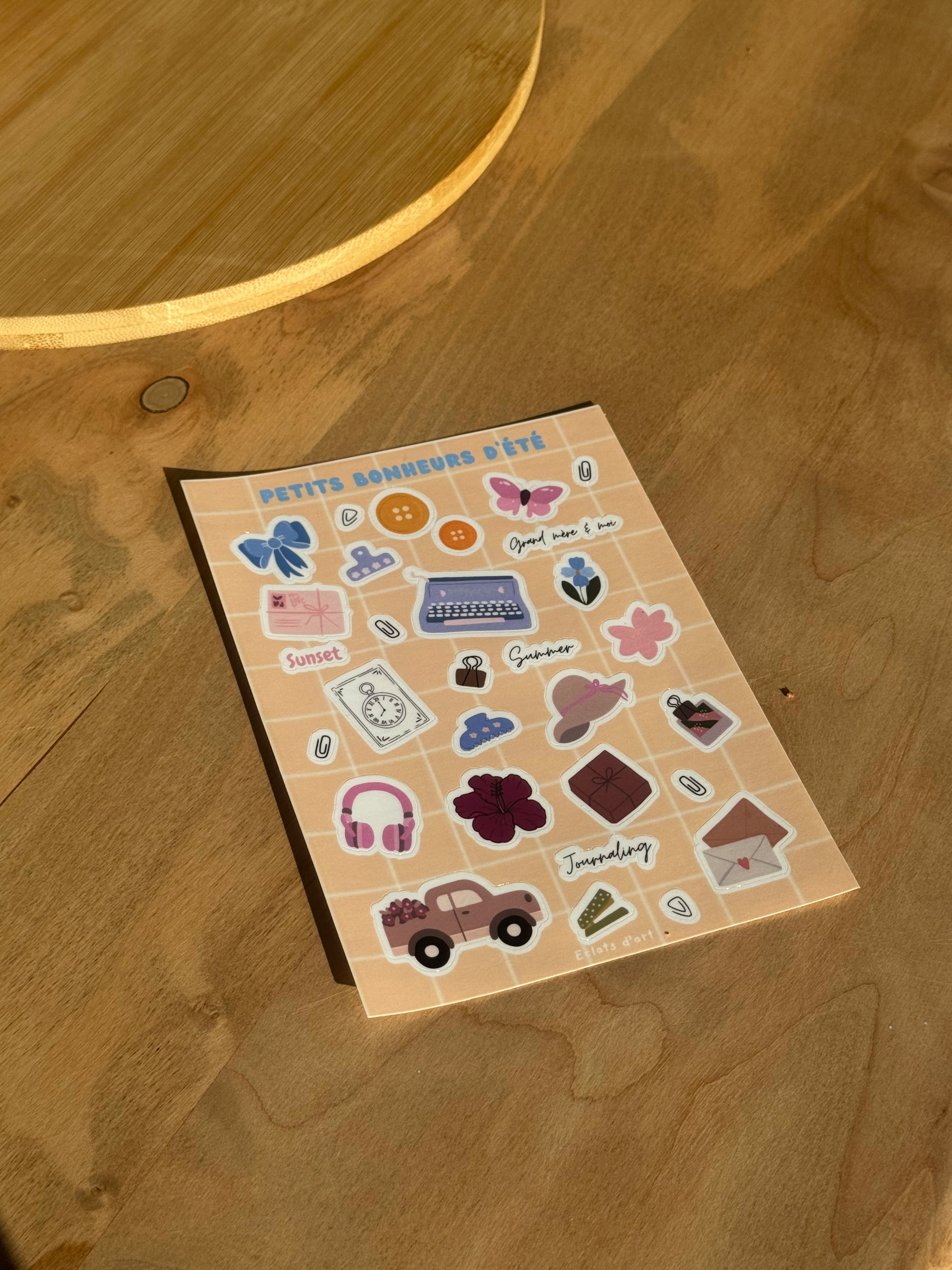 Planche stickers A6 Petits bonheurs d'été
