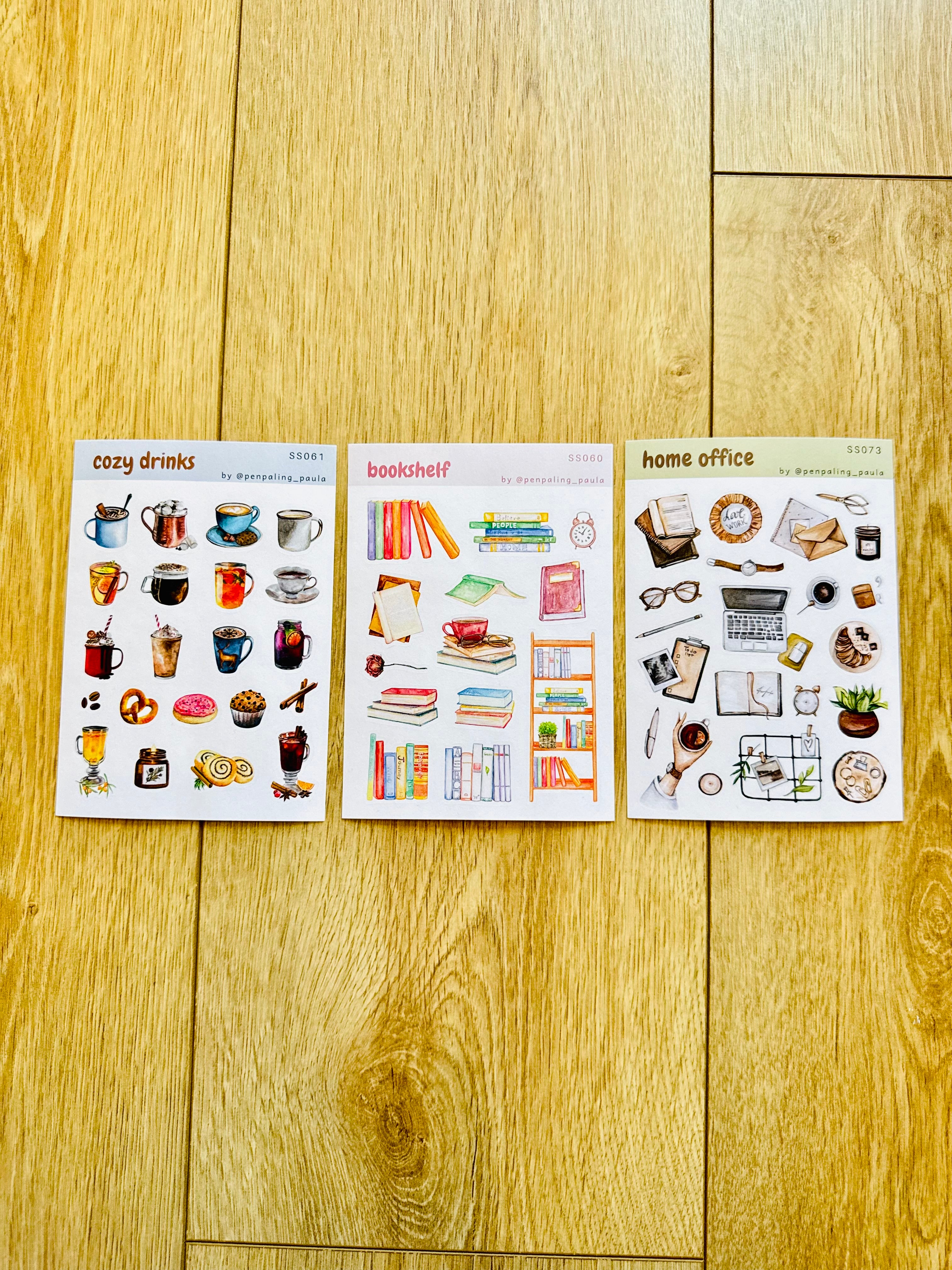 Lot de 3 planches de stickers A6 - Cozy intérieur