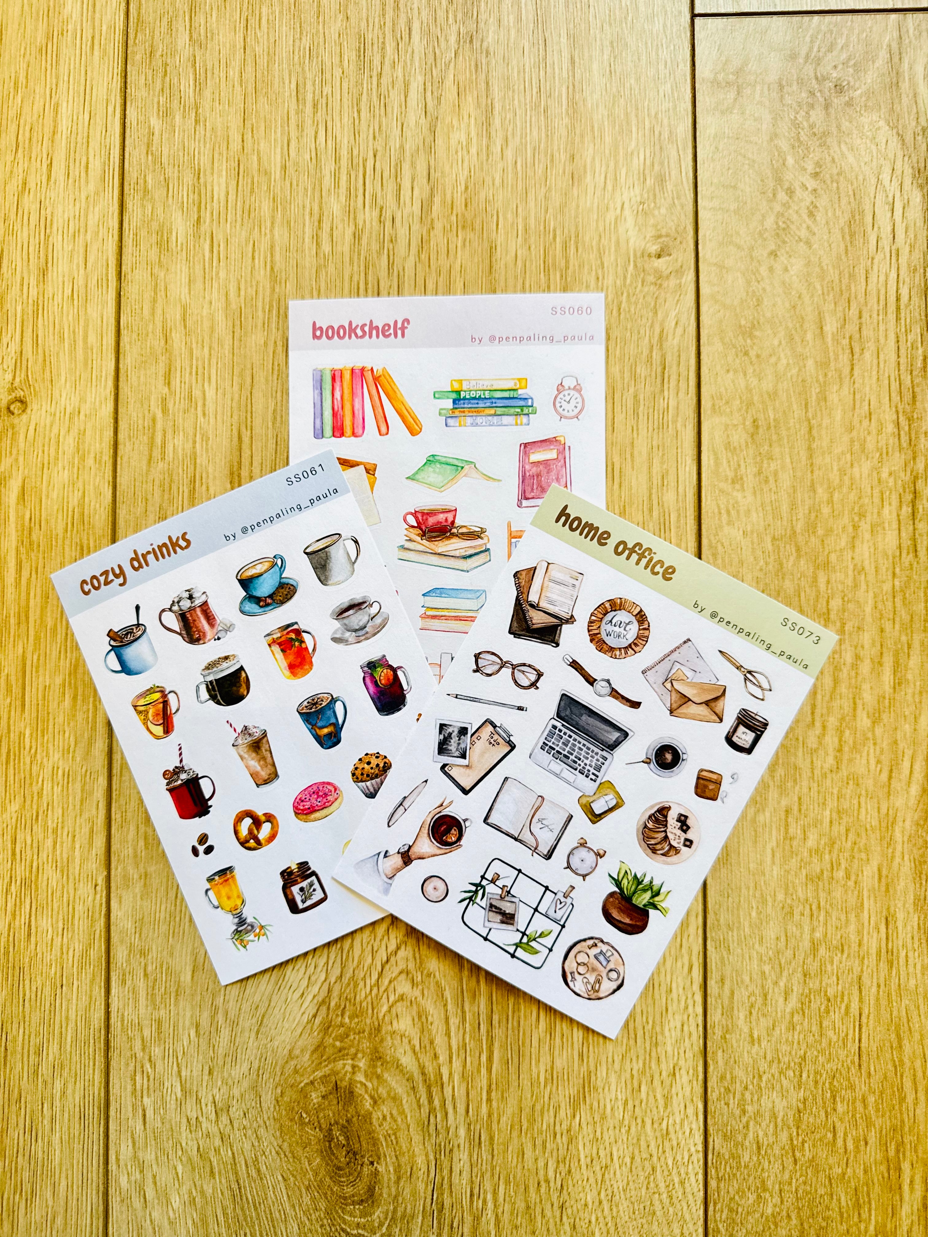 Lot de 3 planches de stickers A6 - Cozy intérieur