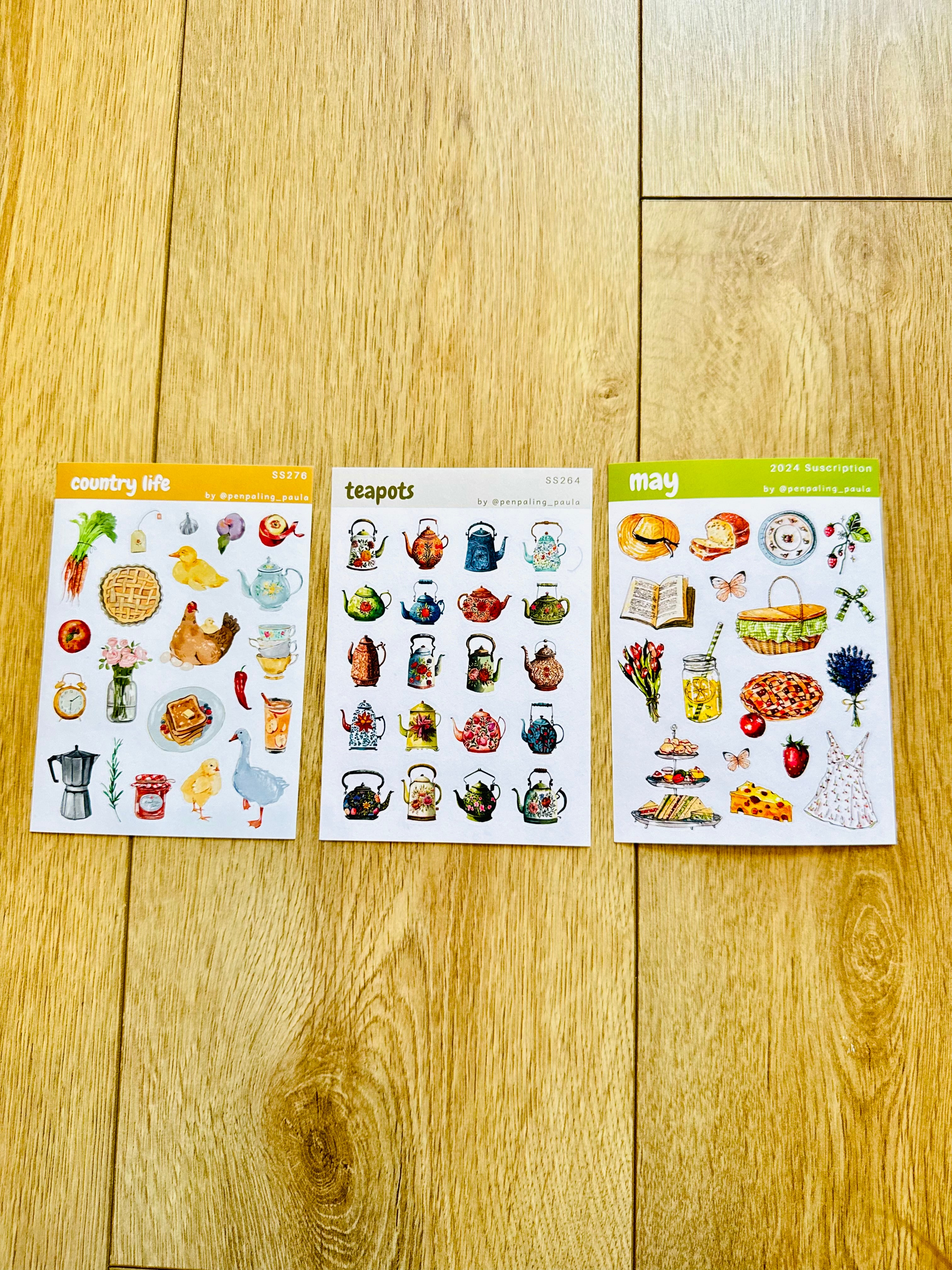 Lot de 3 planches de stickers A6 - Nature & campagne