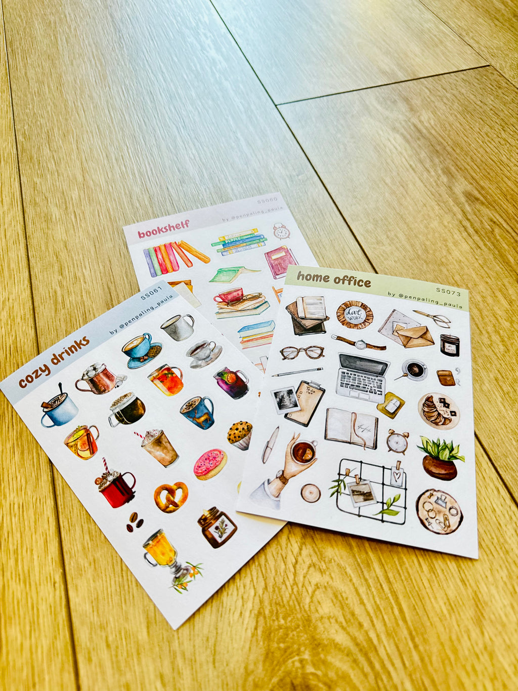 Lot de 3 planches de stickers A6 - Cozy intérieur