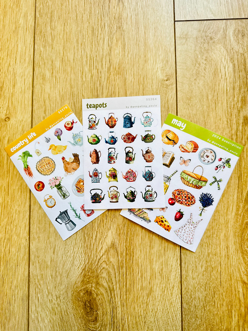 Lot de 3 planches de stickers A6 - Nature & campagne