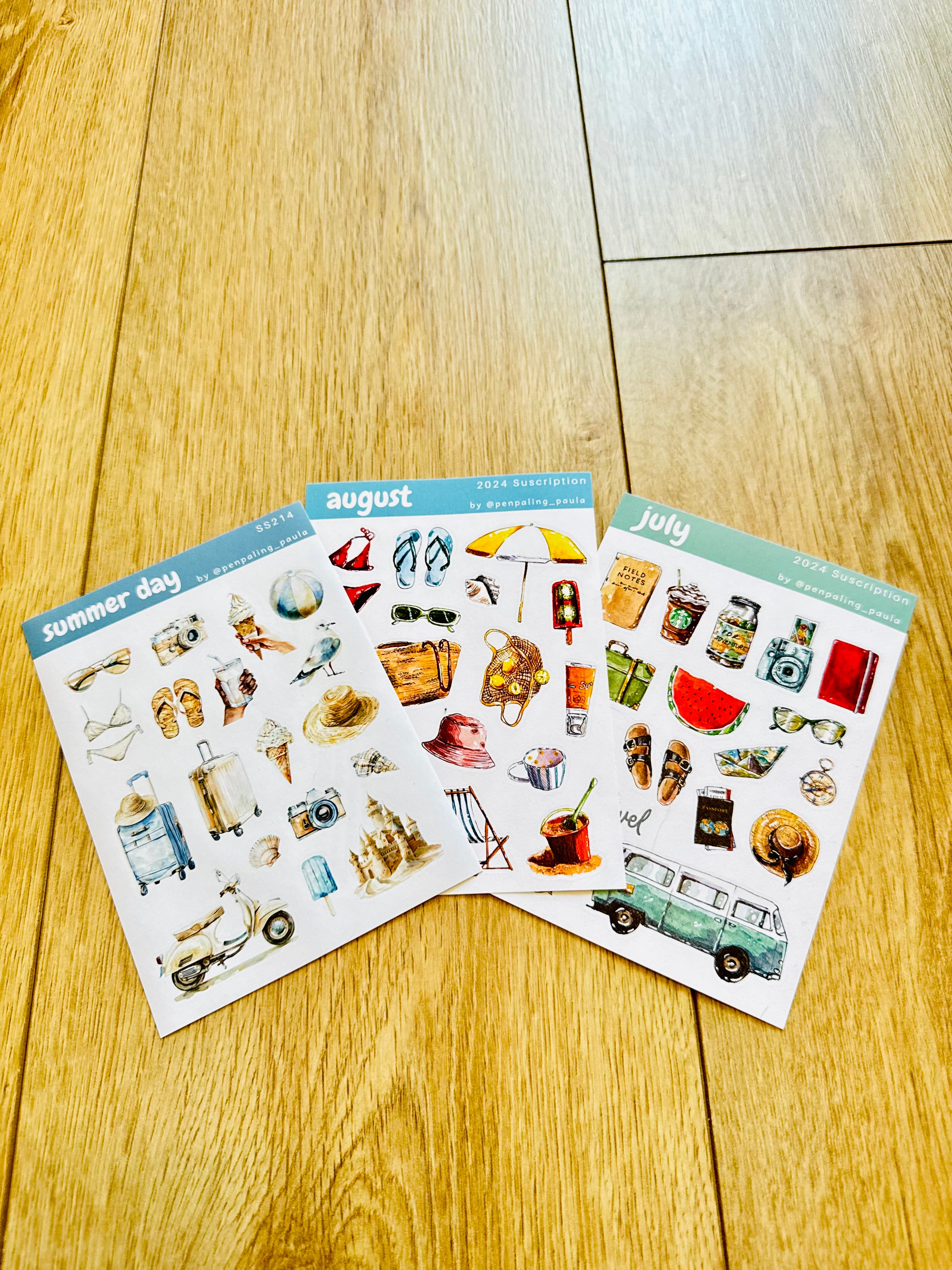 Lot de 3 planches de stickers A6 - Été