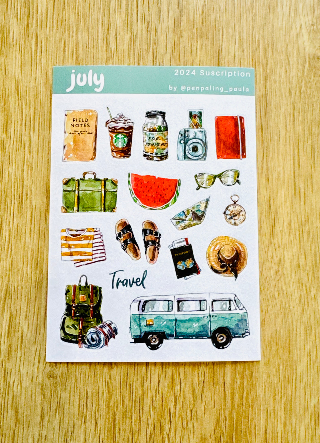 Lot de 3 planches de stickers A6 - Été