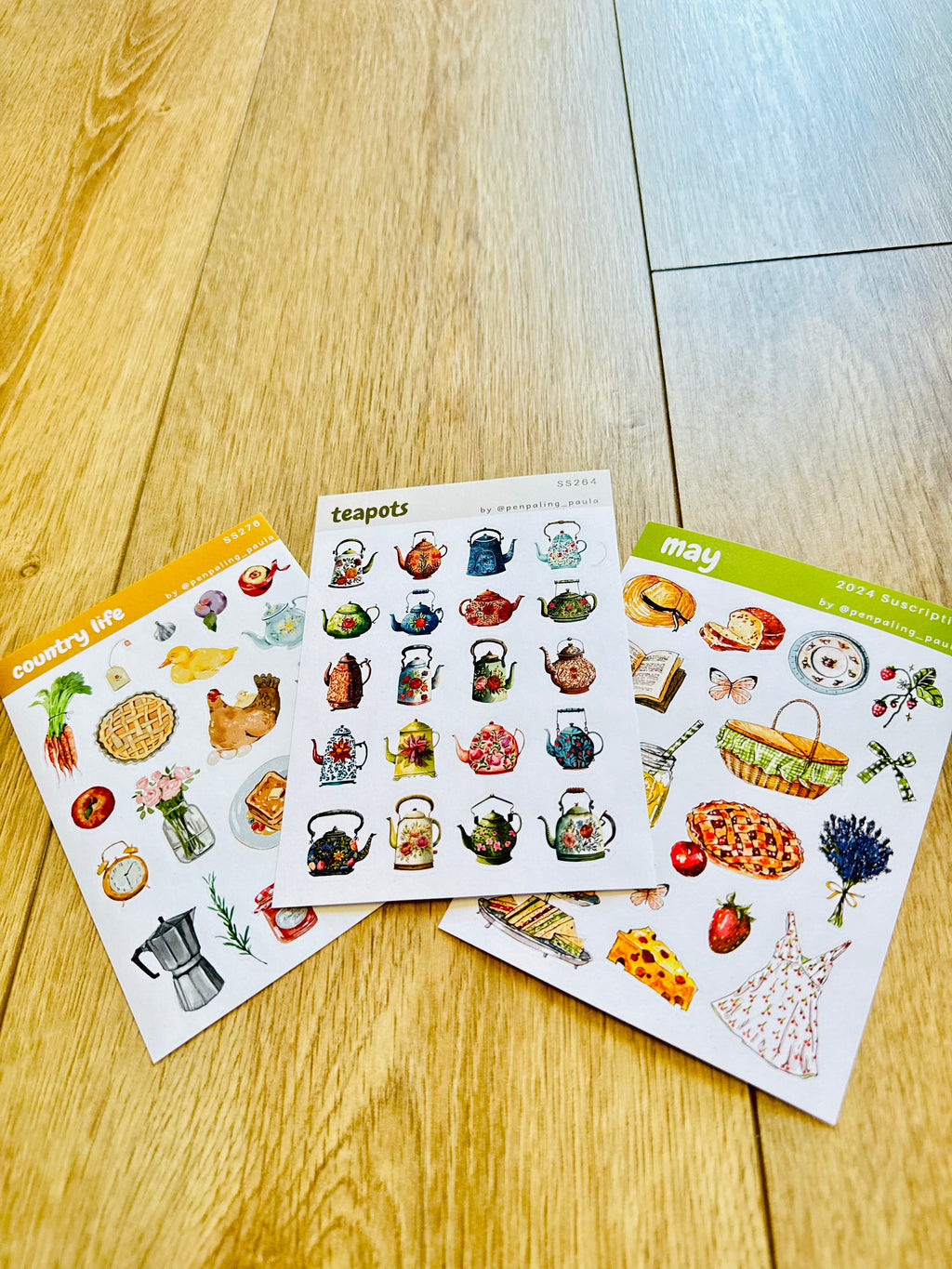 Lot de 3 planches de stickers A6 - Nature & campagne